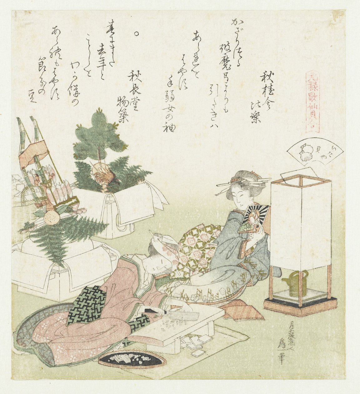 tagskal Itayagai (titel på objekt) En sammenligning af Genroku-digte og skaller (serietitel) Genroku kasen kaiawase (serietitel på objekt) af Katsushika Hokusai