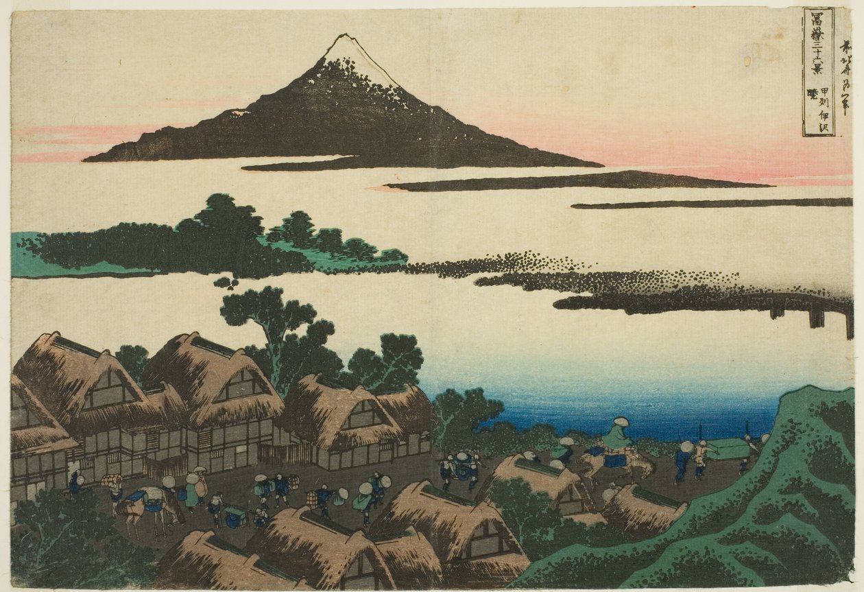 dawn at Isawa medlemssamfund P Lovinse (aldrende sake Isawa no Akatsuki), fra serien ``Tierty x Views of Mount Fuji (Fugaku Usaju Rokukatsu)