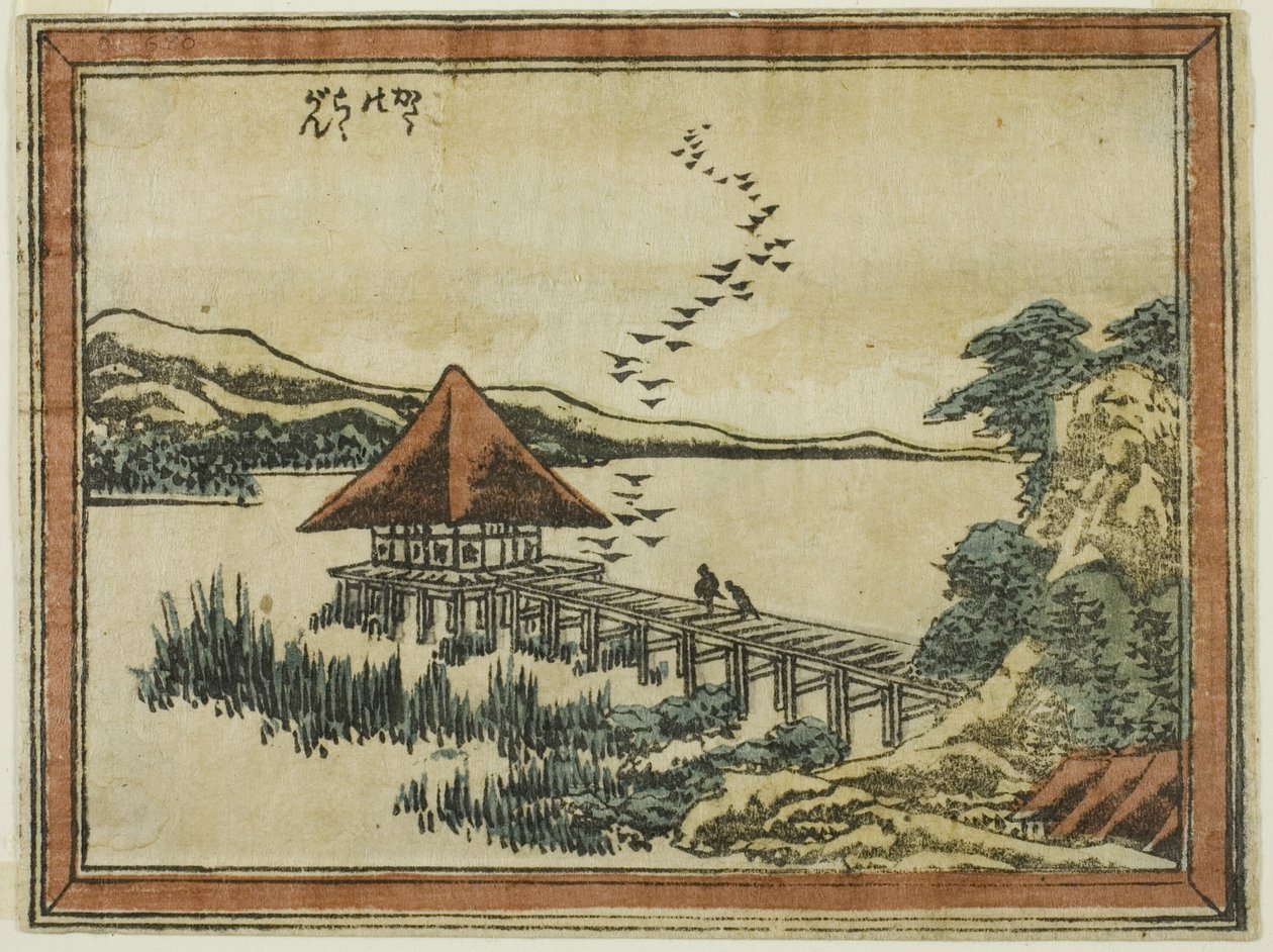 Nedstigende gæs ved Katada (Katada no rakugan), fra serien Eight Views of Omi in Etching Style (Doban Omi hakkei) af Katsushika Hokusai