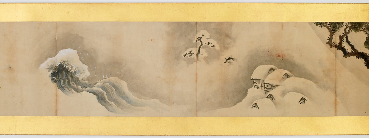 Detalje af håndrulle med forskellige billeder, Edo-perioden, 1839, blæk og farve på papir af Katsushika Hokusai