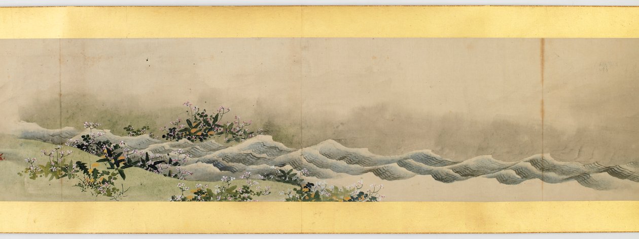 Detalje af Handscroll med diverse billeder, Edo Periode, 1839 blæk og farve på papir af Katsushika Hokusai