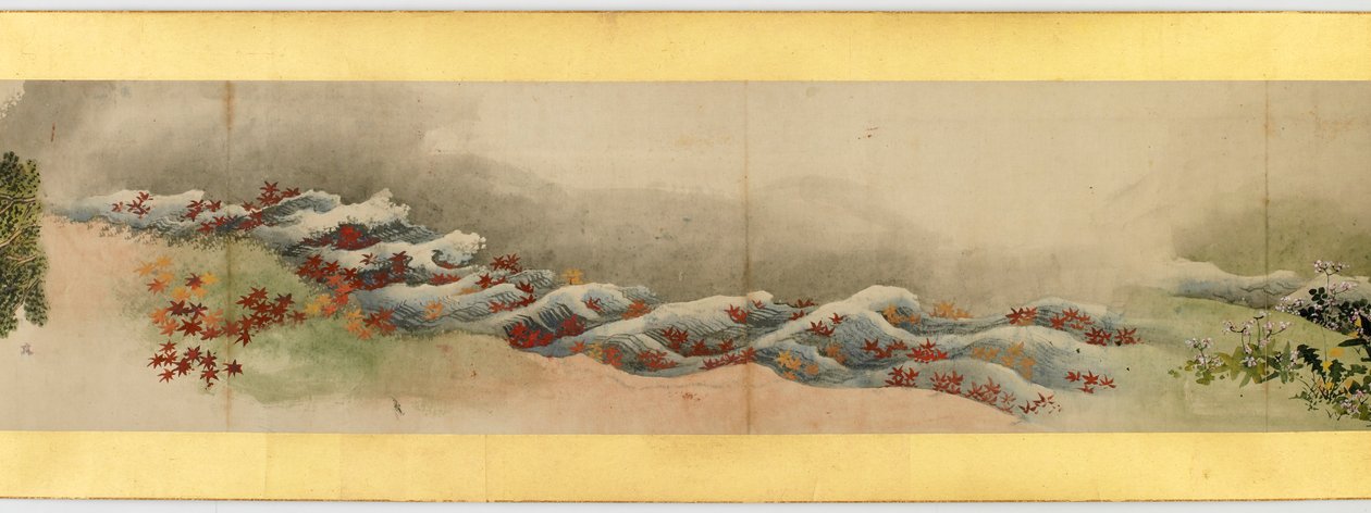 Detalje af Handscroll med diverse billeder, Edo Periode, 1839 blæk og farve på papir af Katsushika Hokusai
