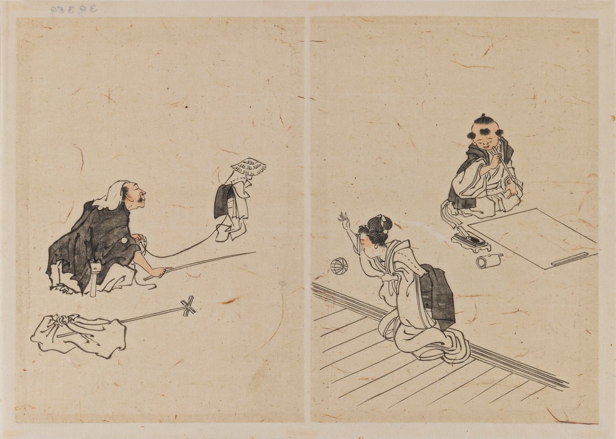 Tegninger (blæk & vask på papir) af Katsushika Hokusai