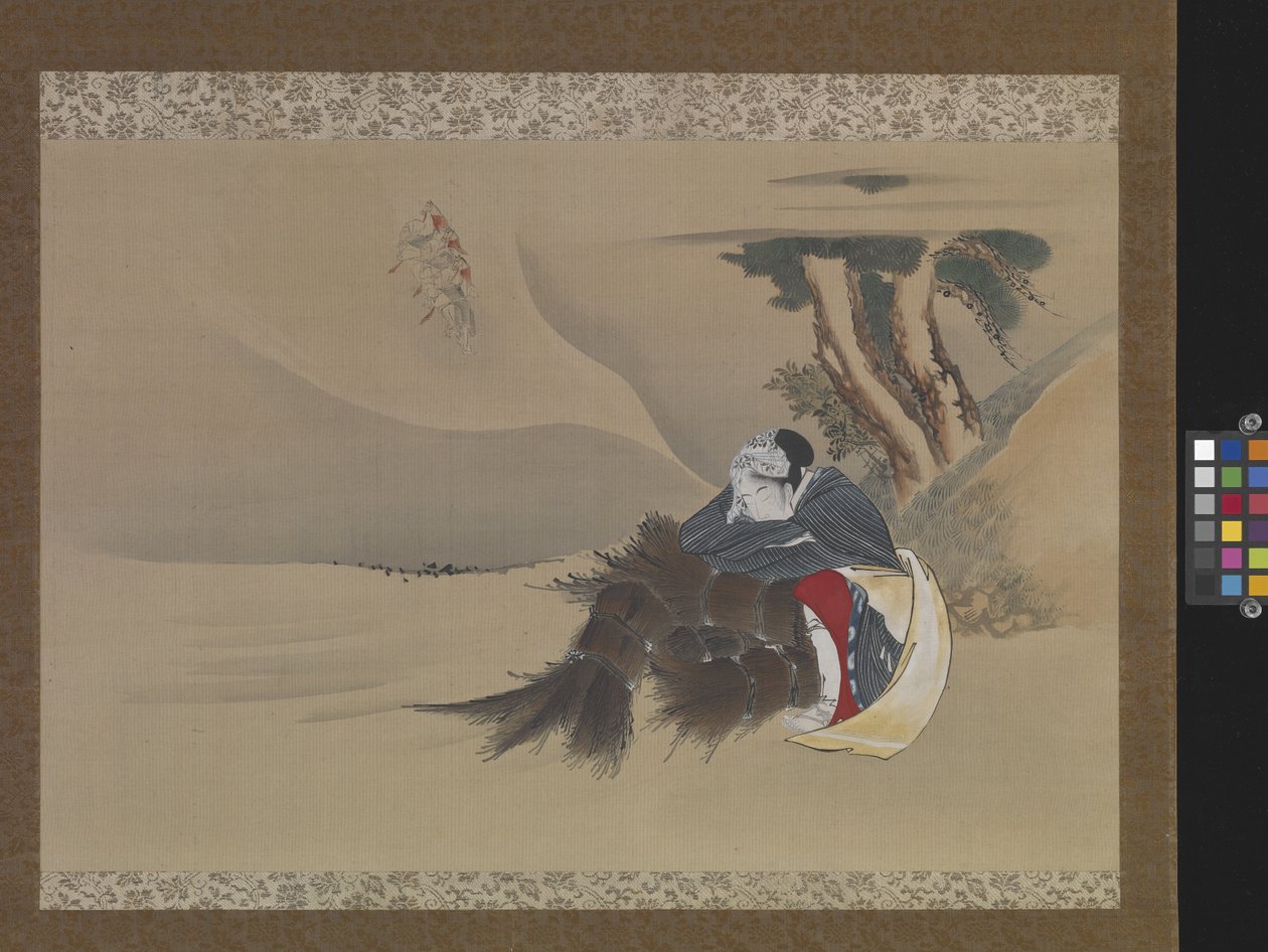 Dream Of The Rush Gatherer (blæk, farver på silke) af Katsushika Hokusai