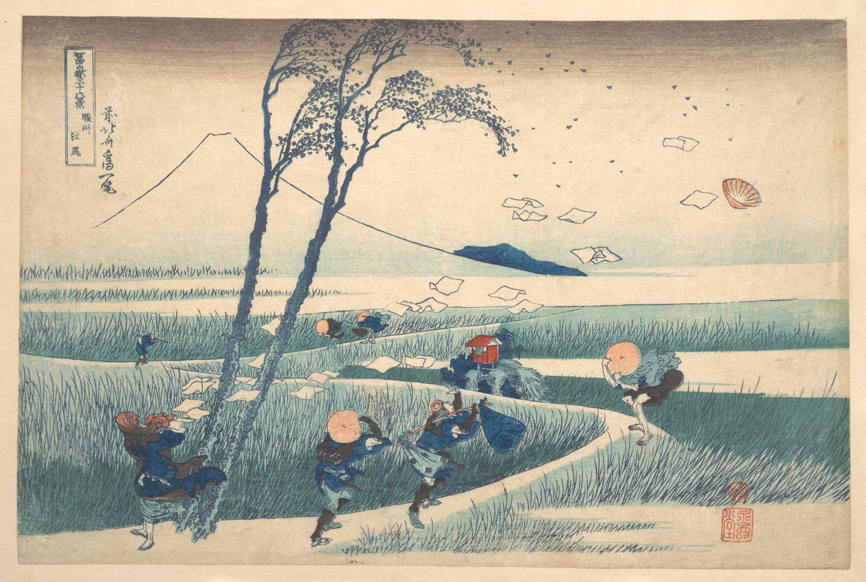 Ejiri i Suruga-provinsen (Sunshū Ejiri), fra serien »De 36 udsigter over Fuji-bjerget« (Fugaku sanjūrokkei) af Katsushika Hokusai