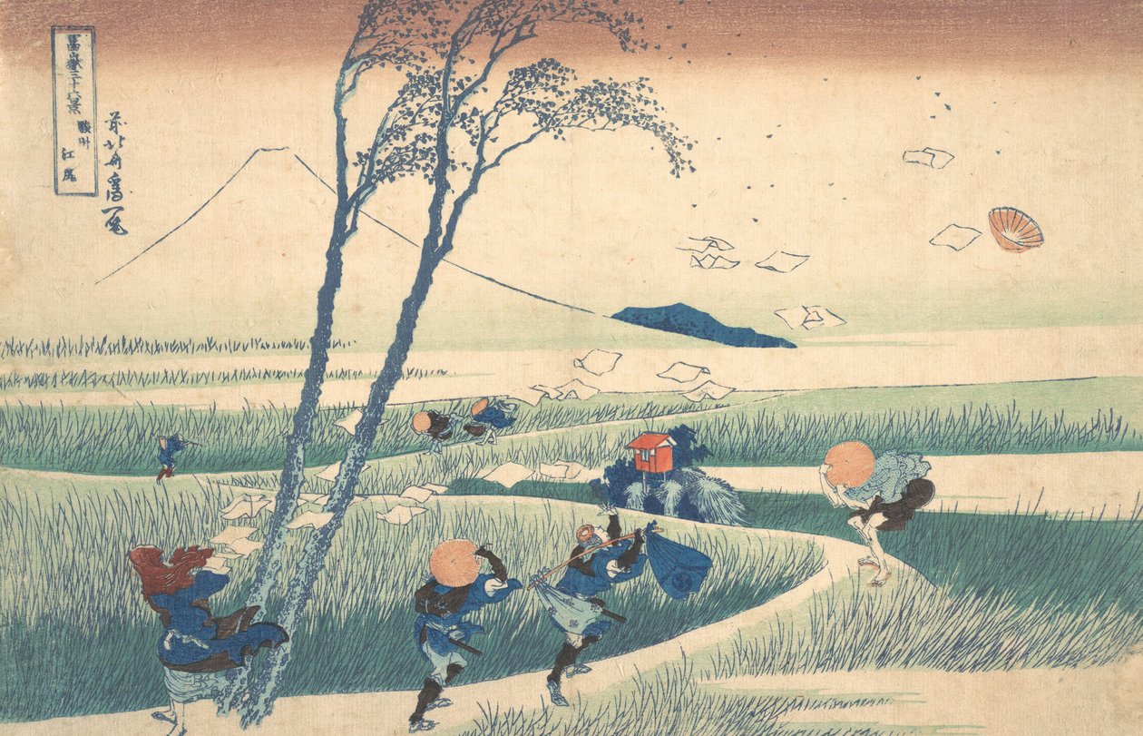 Ejiri i Suruga-provinsen Sunshu Ejiri, fra serien Thirty-six Views of Mount ..., ca. 1830-32. af Katsushika Hokusai