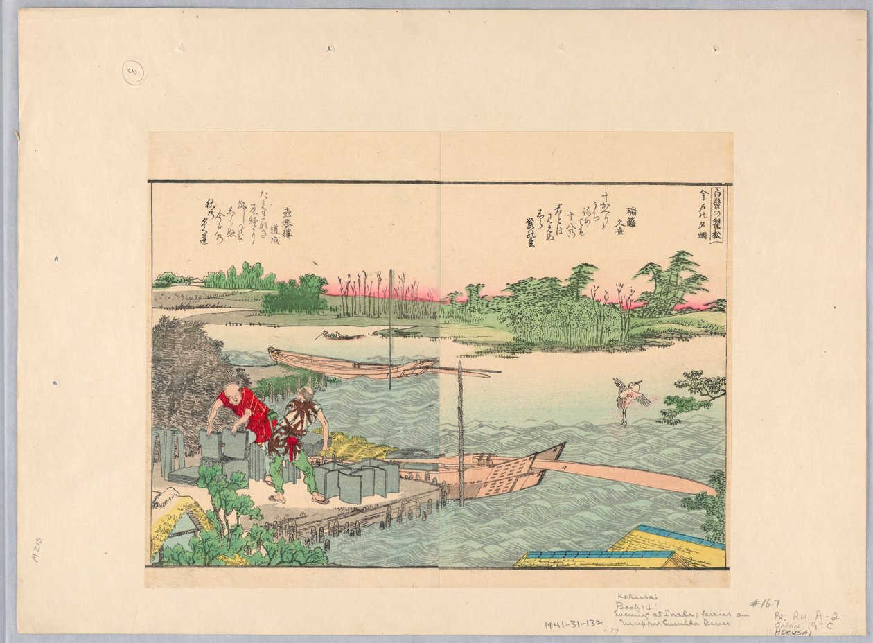Aften på Inada; Færger på Sumida-floden af Katsushika Hokusai