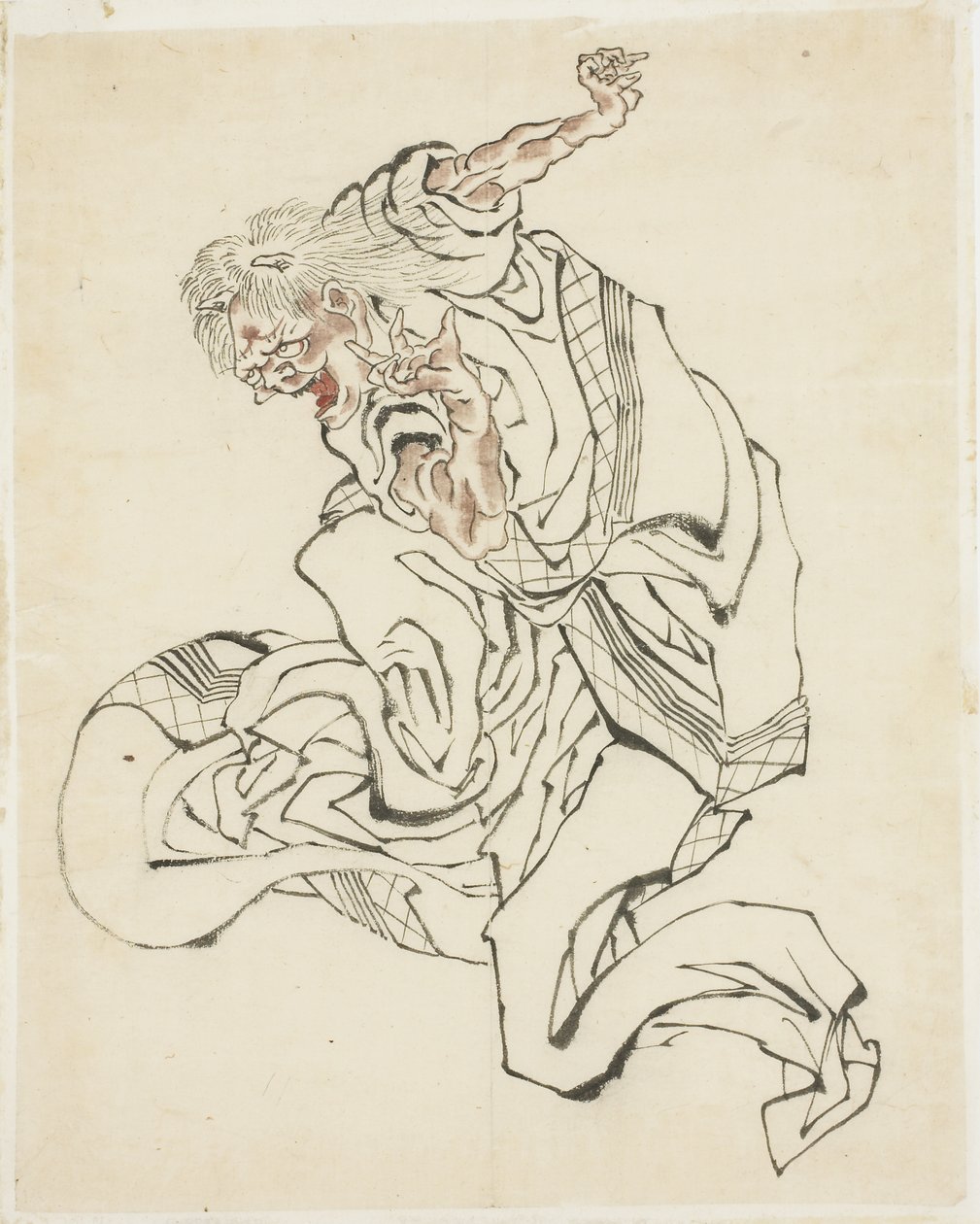 Kvinde Oni (illustration til et folkeeventyr), ca. 1815-49 (blæk og farve på papir) af Katsushika Hokusai