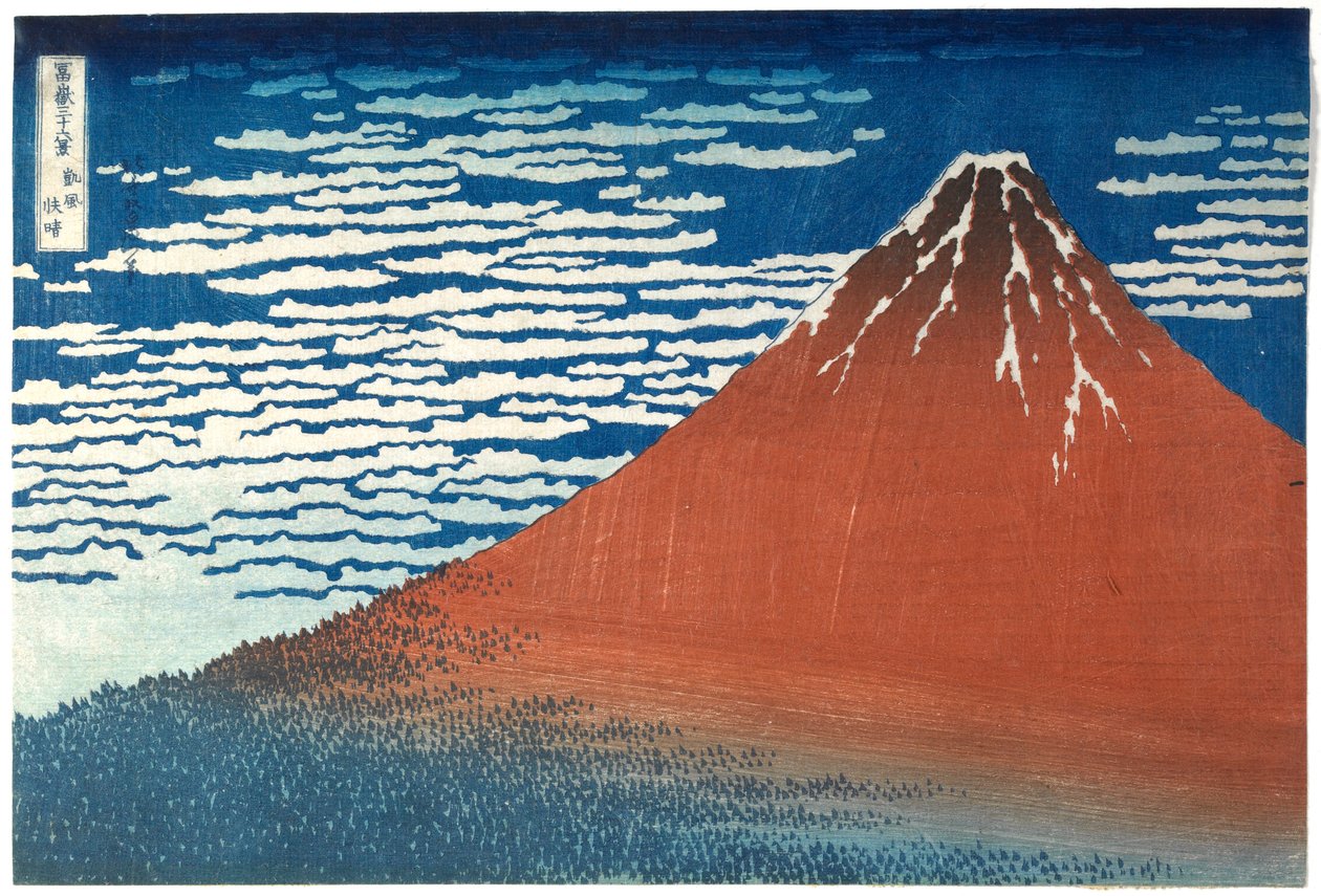 »God vind, klart vejr«, fra serien »36 udsigter over Fuji-bjerget« af Katsushika Hokusai