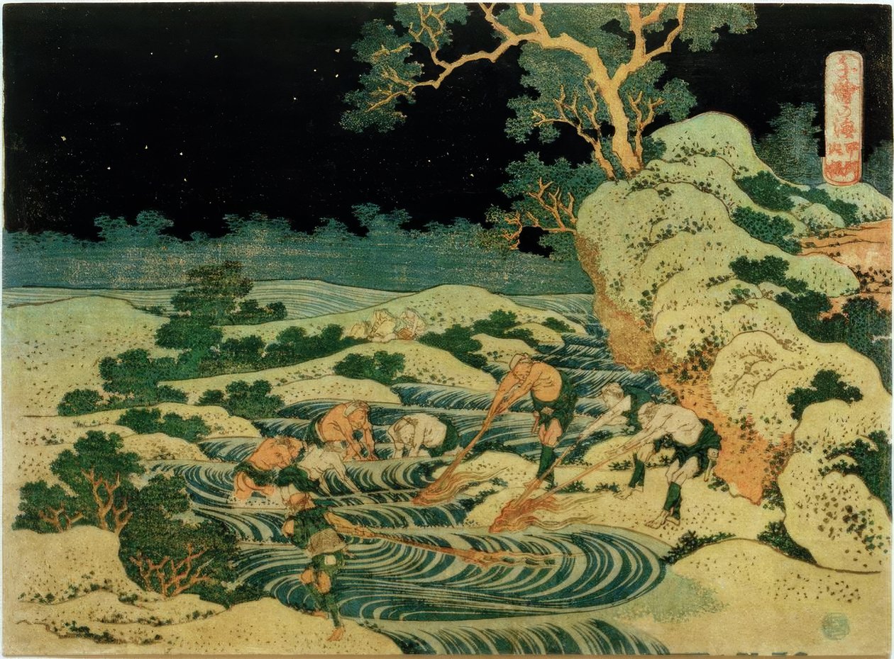Fakkelfiskeri i Kai -provinsen af Katsushika Hokusai