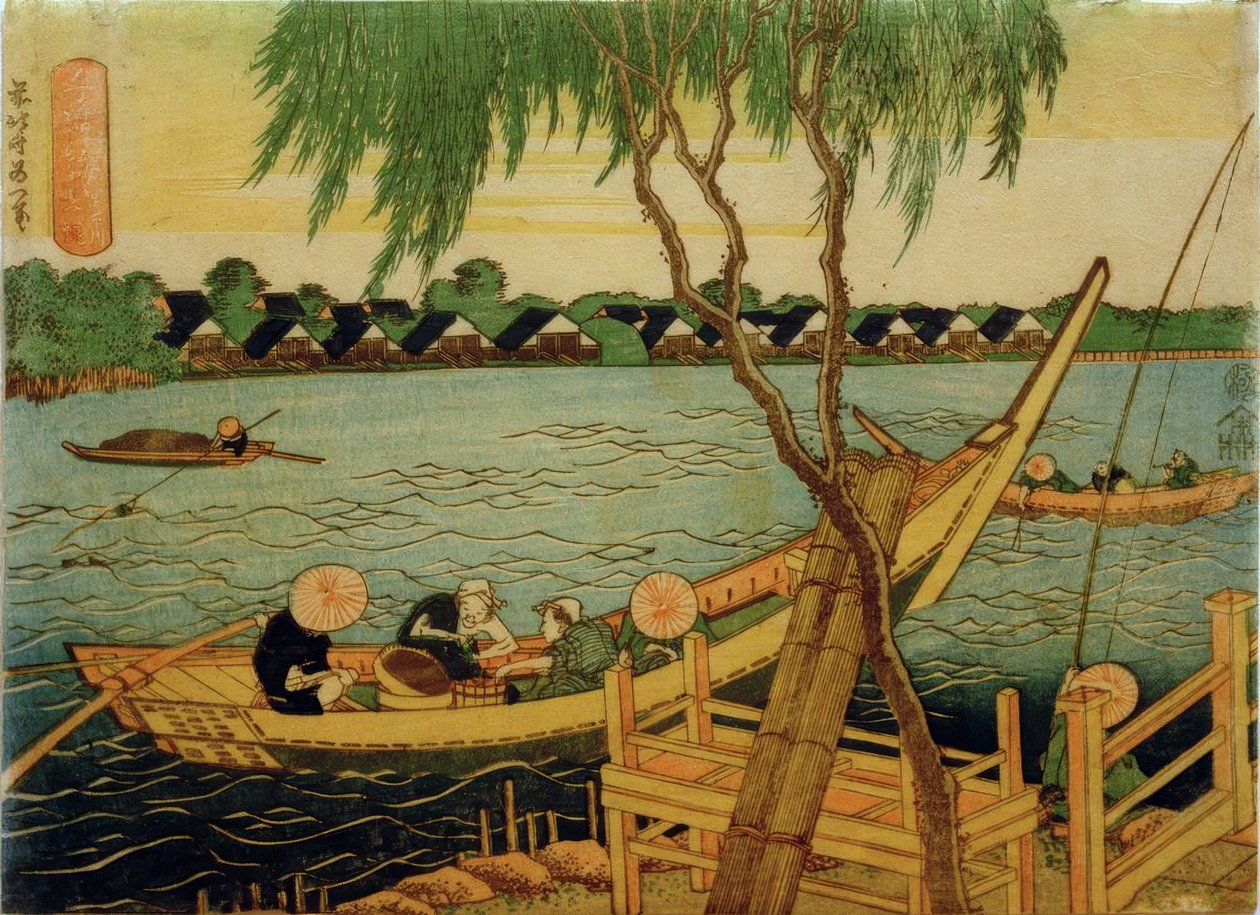 Langlinefiskeri i Miyato-floden af Katsushika Hokusai