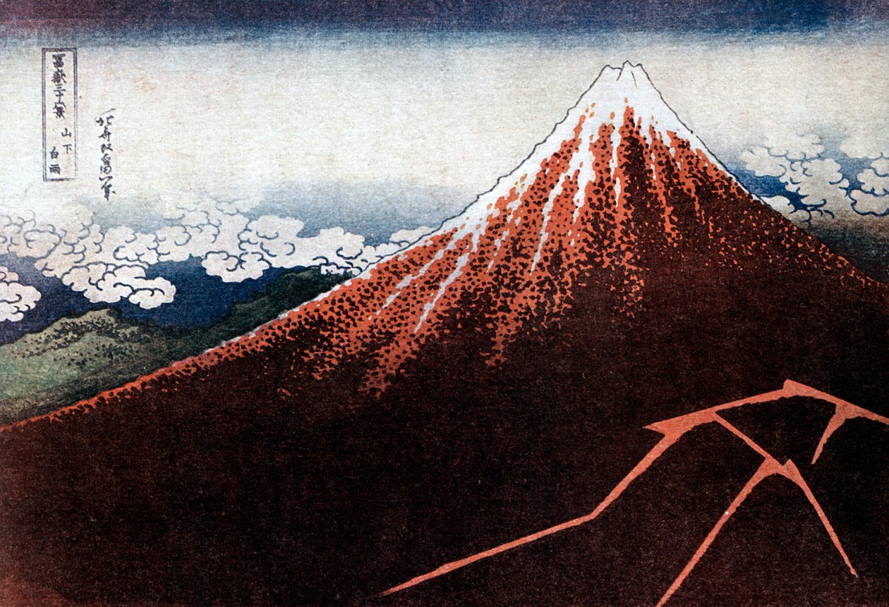 Fuji over lynet, c1823. af Katsushika Hokusai