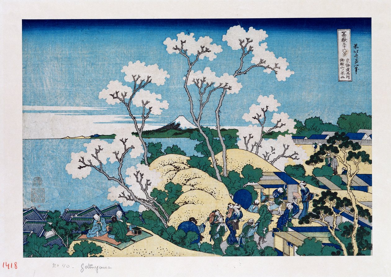 Fuji fra Gotenyama ved Shinagawa på Tokaidoen, fra serien "The Thirty-Six Views of Mt. Fuji" af Katsushika Hokusai