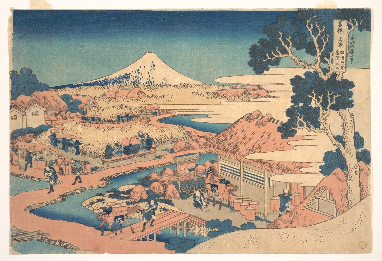 Fuji fra Katakura-teplantagerne i Suruga (Sunshū Katakura chaen no Fuji), fra serien »De 36 udsigter over Fuji« (Fugaku sanjūrokkei) af Katsushika Hokusai