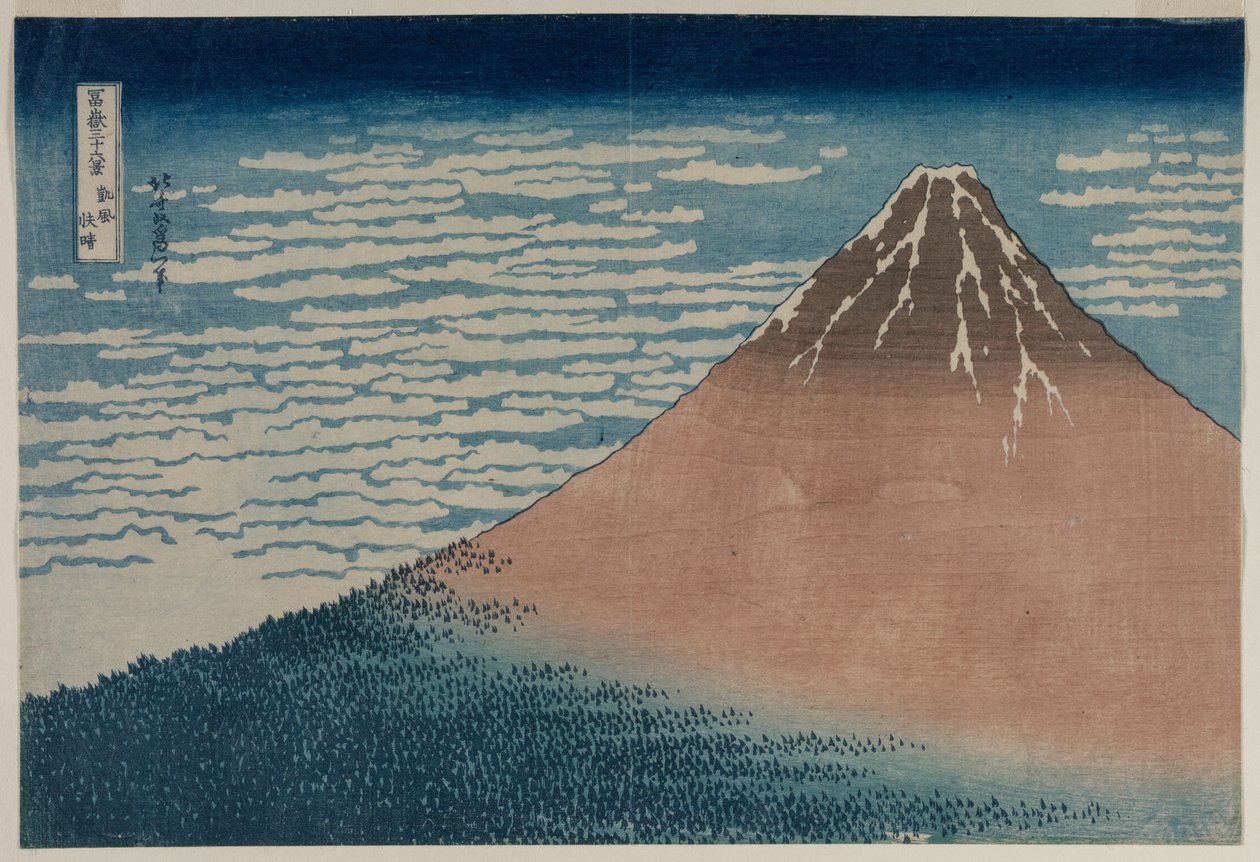 Fuji i klart vejr fra serien Thirty-six Views of Mt. Fuji, begyndelsen af 1830