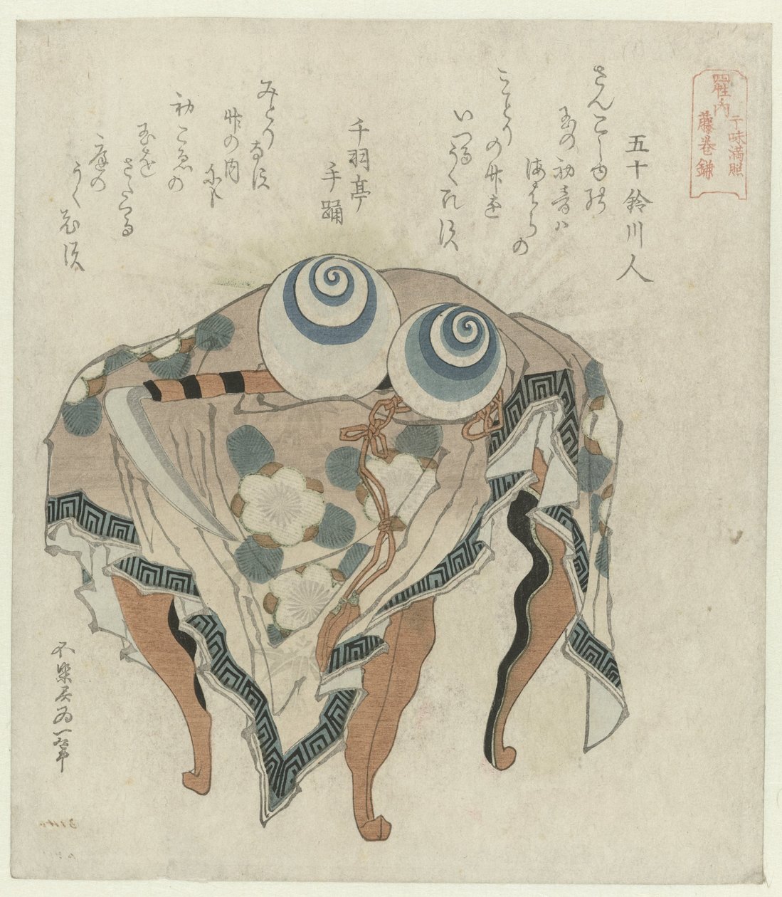 Fujiwara-klanen: ebbe og flods perler og Fujiwara-leen Fujiwara - Kanju manju Fuji no makikama (titel på objekt) The Four Significant Clans of Japan (serietitel) Shisei no uchi (serietitel på objekt) af Katsushika Hokusai