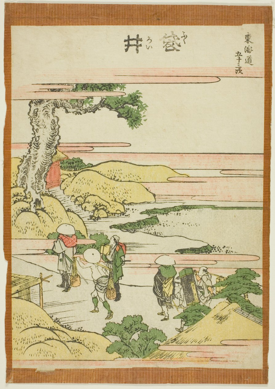 Fukoroi, fra serien "Fifty-three Stations of the Tokaido (Tokaido gojusan tsugi)" af Katsushika Hokusai