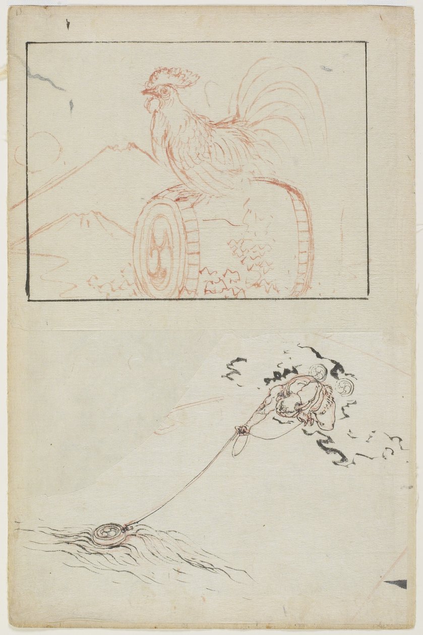 Tordens gud og hans tromme af Katsushika Hokusai