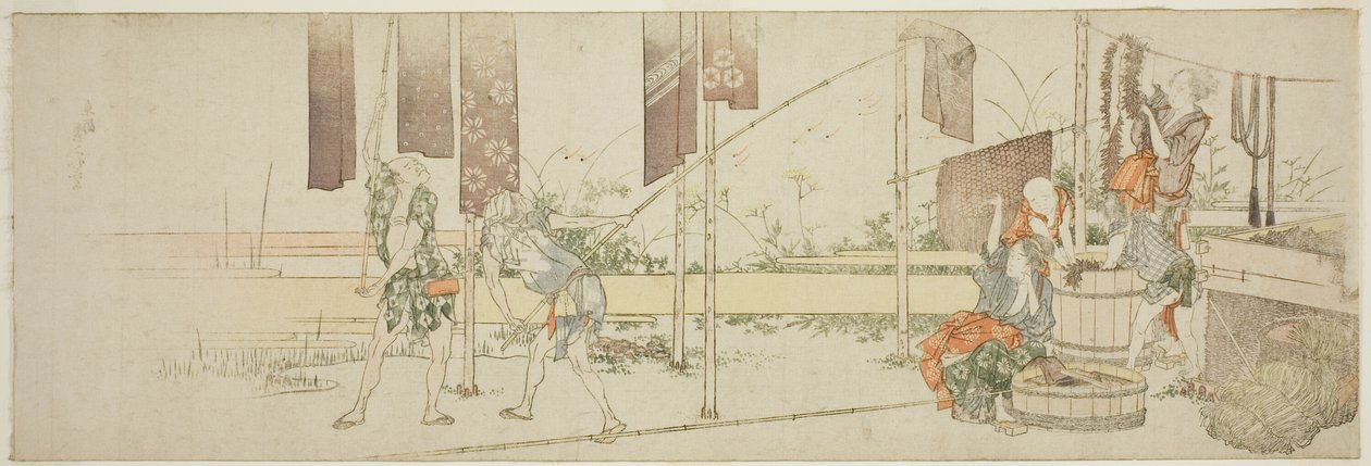 Ophængning af farvet klud af Katsushika Hokusai