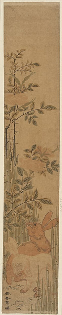 Harer og roser af Katsushika Hokusai