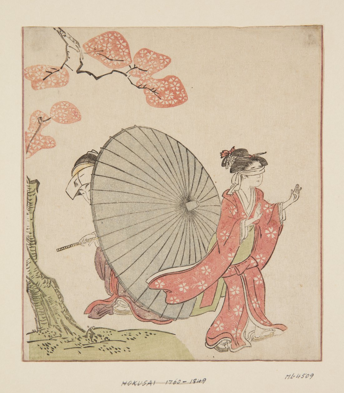Hide and Seek (træbloktryk i farver) af Katsushika Hokusai