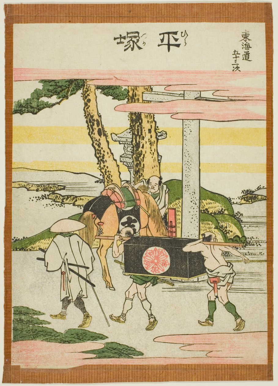 Hiratsuka, fra seriens "Fifty-th lee S tachi sound s of the city degree (urban degree main mountain next)" af Katsushika Hokusai