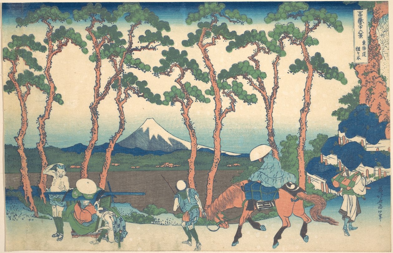 Hodogaya på Tōkaidō (Tōkaidō Hodogaya), fra serien »De 36 udsigter over Fuji« (Fugaku sanjūrokkei) af Katsushika Hokusai
