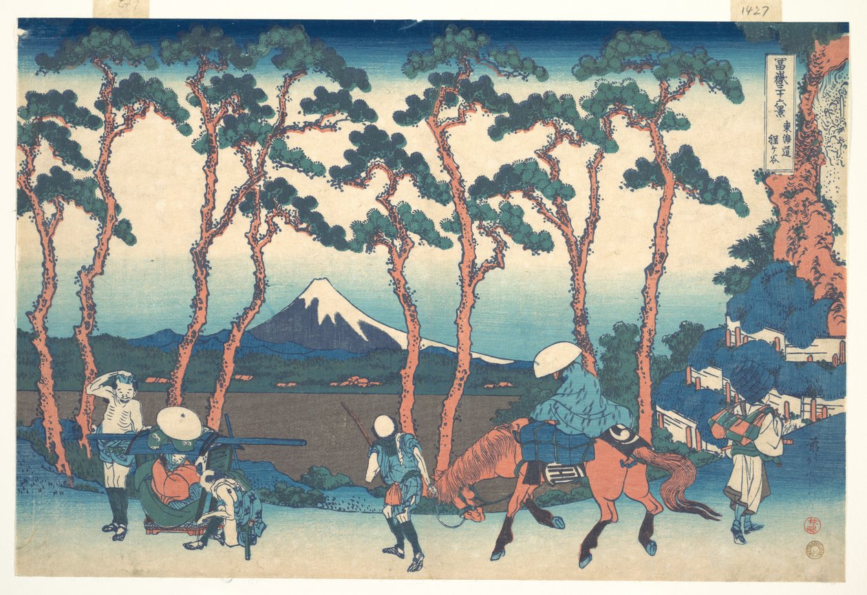 Hodogaya på Tōkaidō (Tōkaidō Hodogaya), fra serien »De 36 udsigter over Fuji« (Fugaku sanjūrokkei) af Katsushika Hokusai