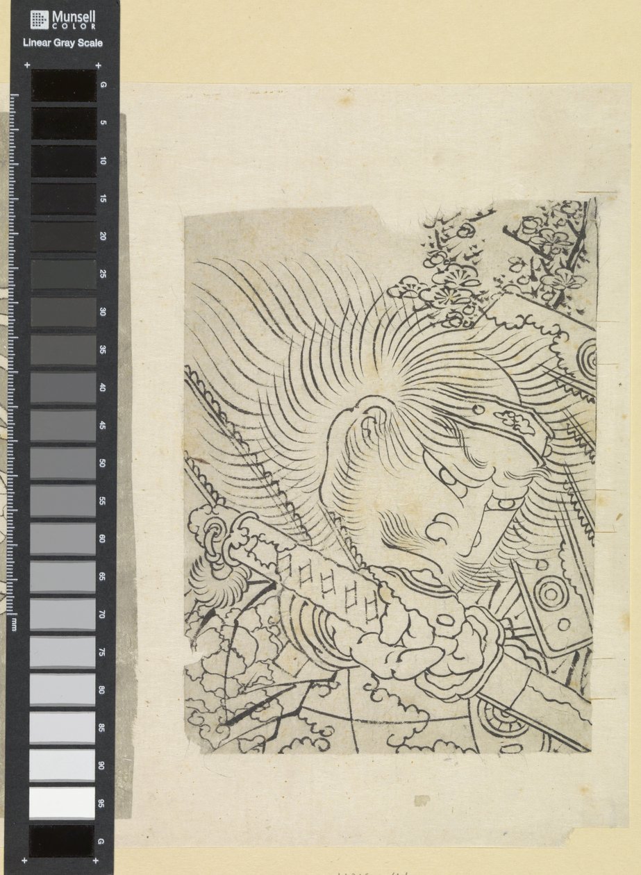 Hovedet af en samurai under kirsebærblomst af Katsushika Hokusai