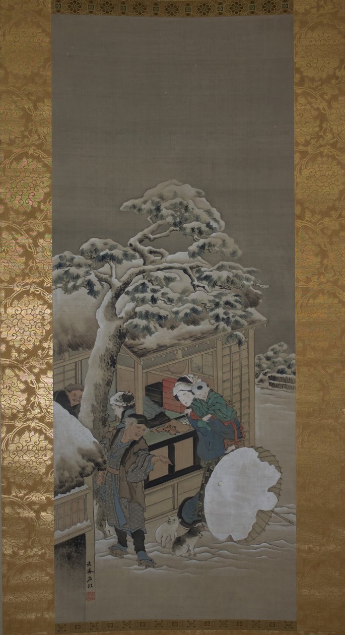 Foran en butik, dateret 1780. af Katsushika Hokusai