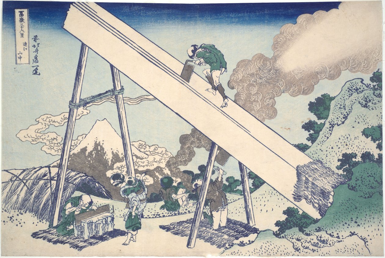 I bjergene i Tōtōmi-provinsen, fra serien »De 36 udsigter over Fuji« af Katsushika Hokusai