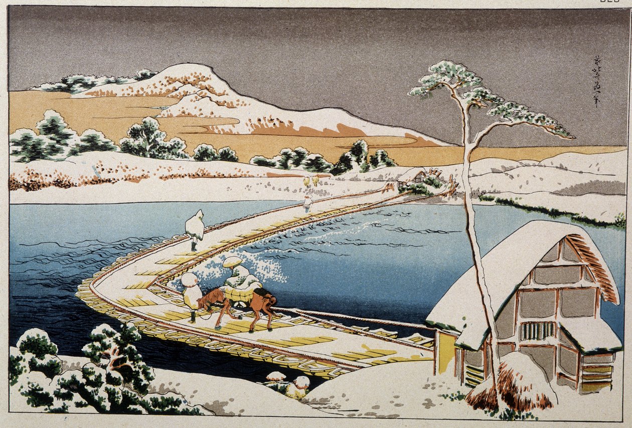 Japansk landskab - tryk af Hokusai (tryk) af Katsushika Hokusai