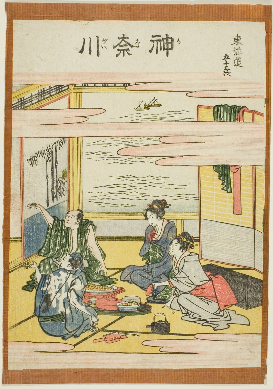 Kanagawa, fra serien "Fifty-three Stations of the Tokaido (Tokaido gojusan tsugi)" af Katsushika Hokusai