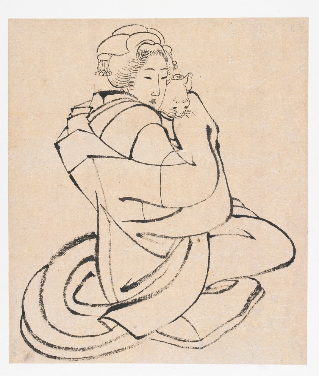 Lady Holding a Cat, Edo-periode, ca. 1810