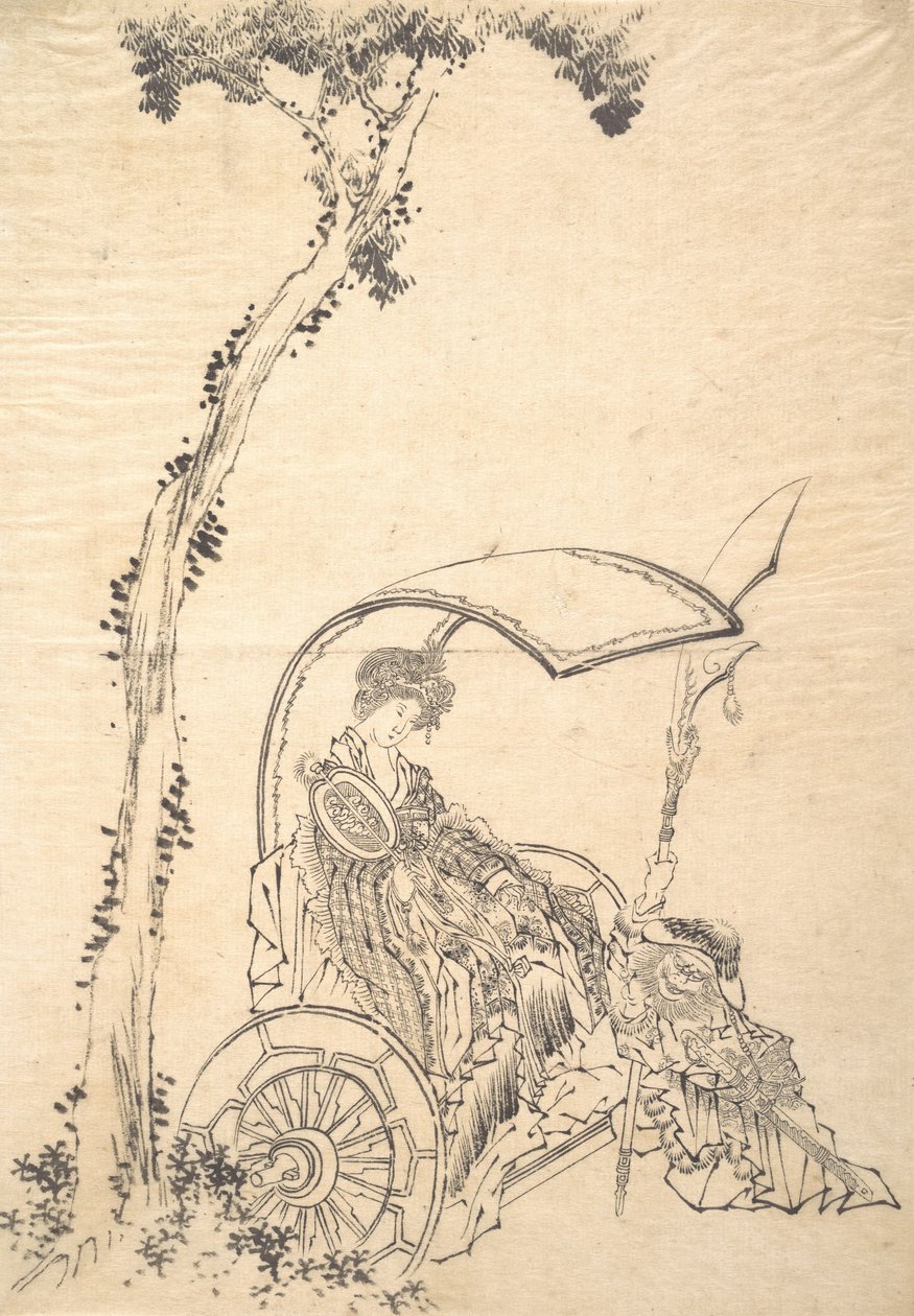 Dame i en vogn. af Katsushika Hokusai