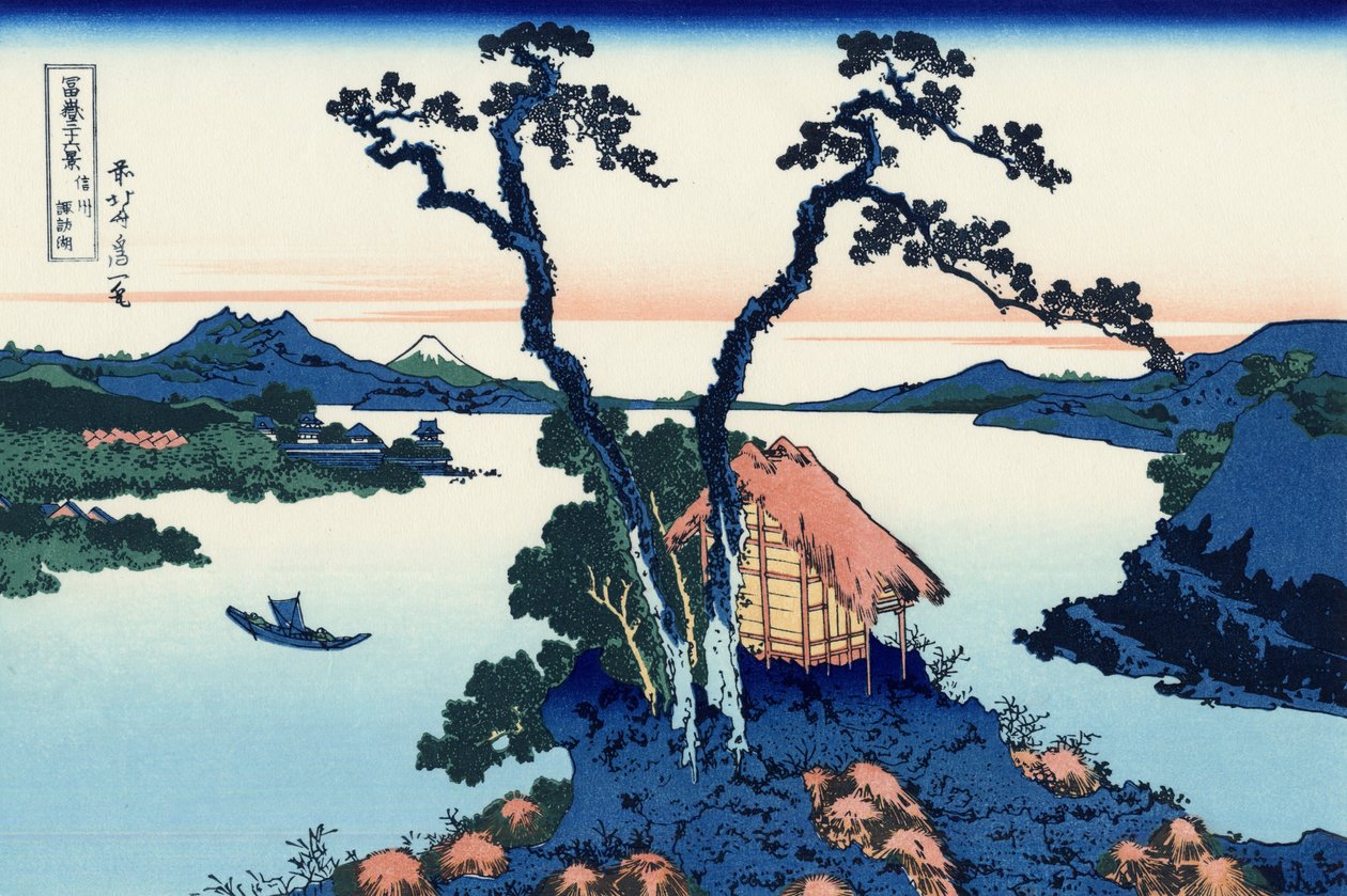Suwa-søen i Shinano-provinsen, ca. 1830 (træbloktryk) af Katsushika Hokusai
