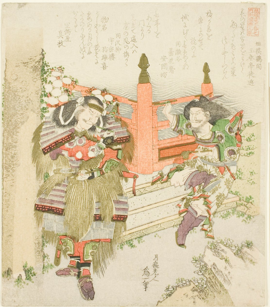 Lin Xiangru og Kojima Takanori, fra serien "Fem søskendebilleder af Kina og Japan for Zakurogaki-gruppen (Zakurogaki-ren goban no uchi wakan e-kyodai)" af Katsushika Hokusai