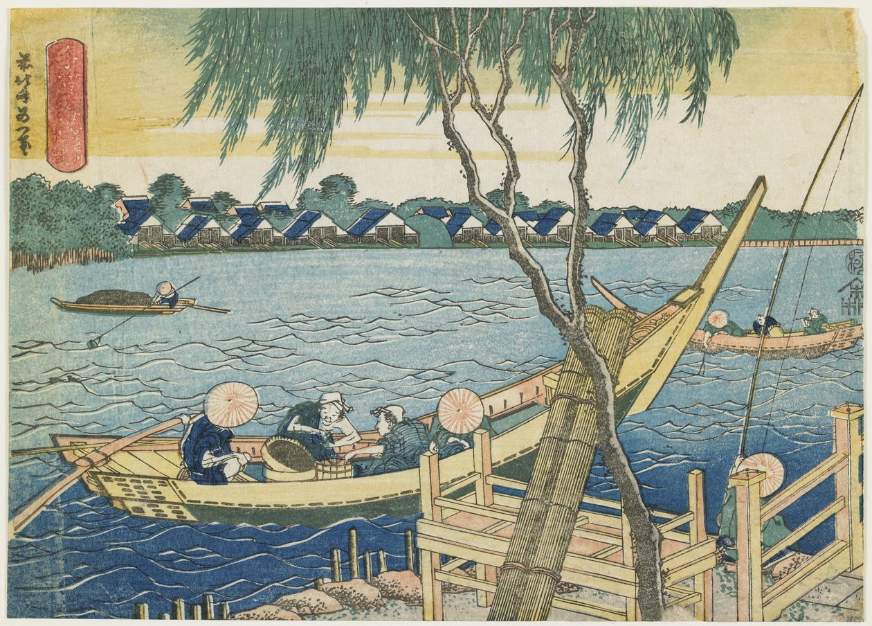 Langlinefiskeri på Miyato-floden, 1832-1834 af Katsushika Hokusai