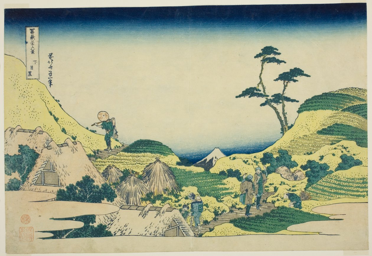 Nåvel Meguro (Shimo Meguro), fra Te-seriens ``Tierty Mr. x Views Of Mount Fuji (Fugaku Usaju Rokukei)