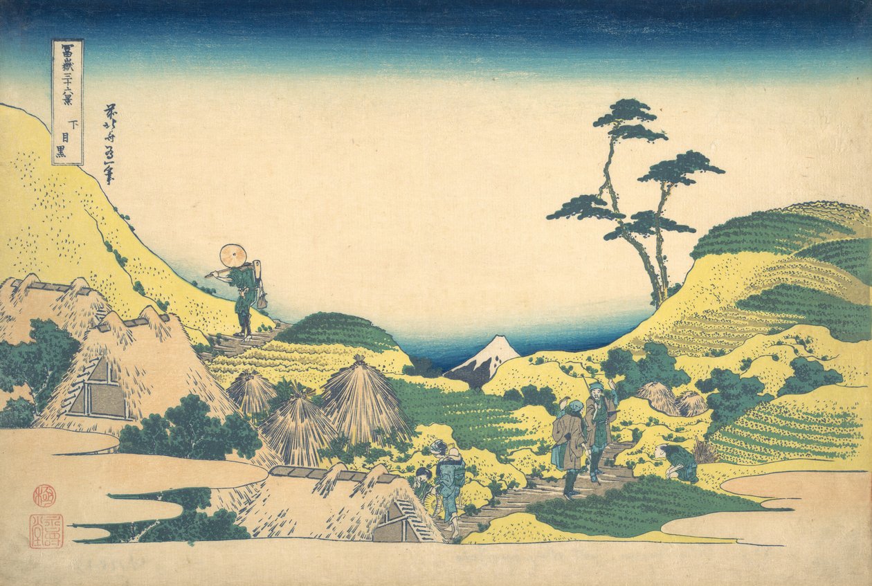 Lower Meguro Shimo Meguro, fra serien Thirty-six Views of Mount Fuji Fugaku..., ca. 1830-32. af Katsushika Hokusai