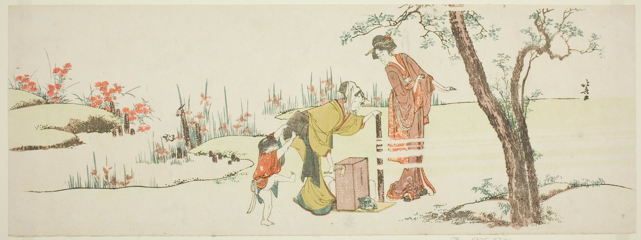 Fremstilling af papirsnore til at binde hår af Katsushika Hokusai