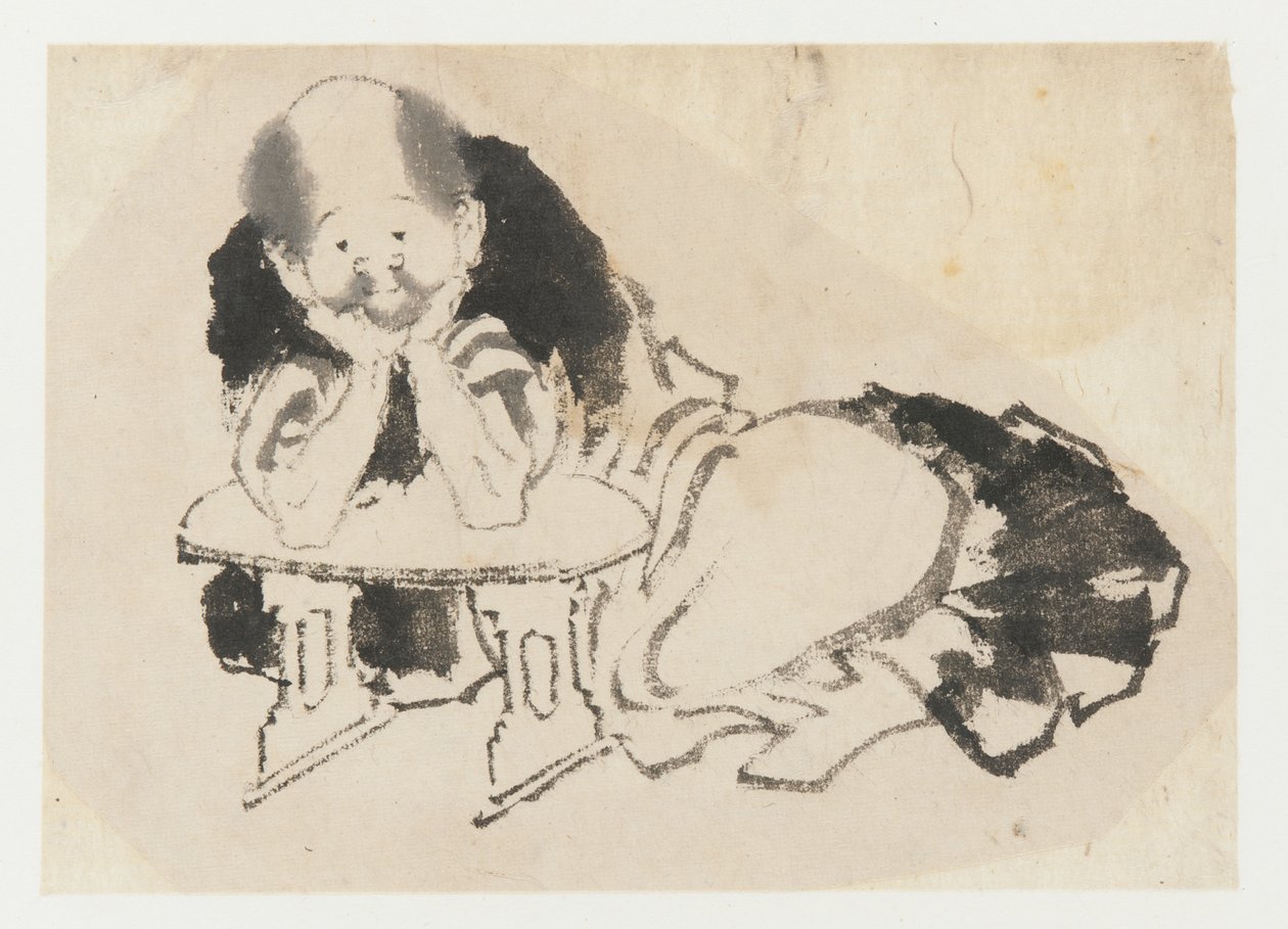 Mand siddende med armlæn, Edo-periode, 1800-tallet. af Katsushika Hokusai