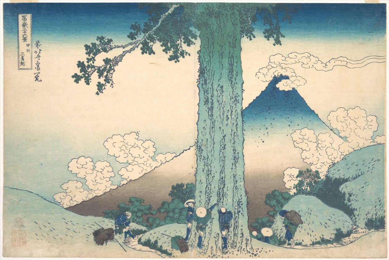 Mishima-passet i Kai-provinsen (Kōshū Mishima goe), fra serien »De 36 udsigter over Fuji-bjerget« (Fugaku sanjūrokkei) af Katsushika Hokusai