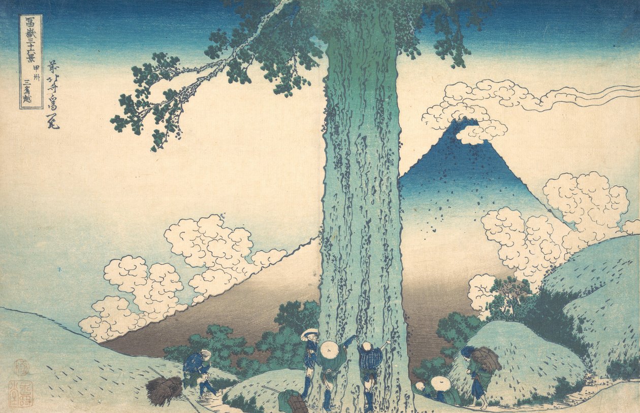 Mishima Pass i Kai-provinsen Koshu Mishima goe, fra serien Thirty-six Views ..., ca. 1830-32. af Katsushika Hokusai