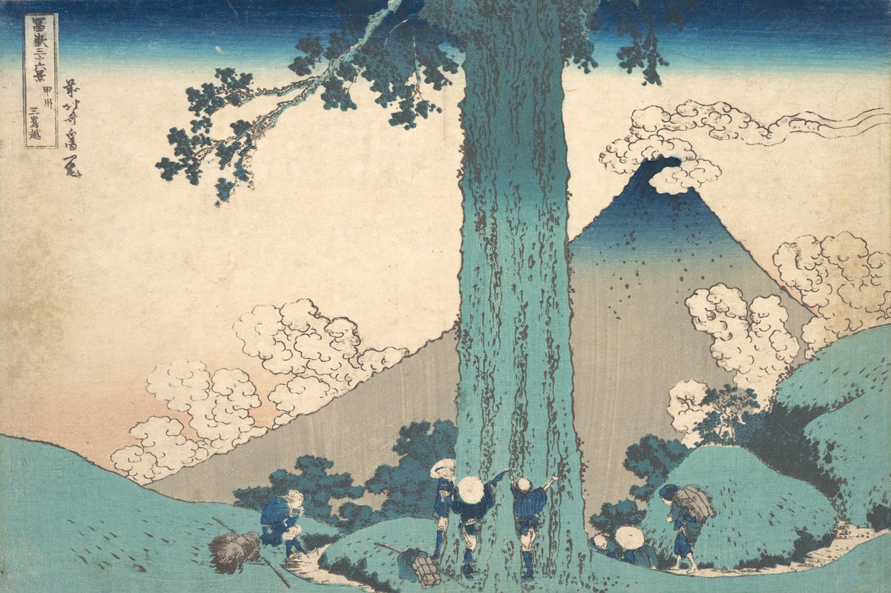 Mishima Pass i Kai-provinsen Koshu Mishima goe, fra serien Thirty-six Views ..., ca. 1830-32. af Katsushika Hokusai