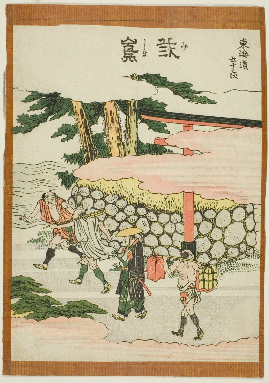 Mishima, fra serien "Fifty-three Stations of the Tokaido (Tokaido gojusan tsugi)" af Katsushika Hokusai