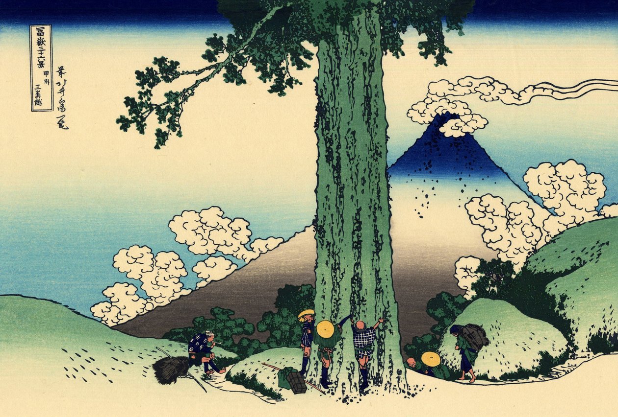 Mishima-pas i Kai-provinsen, ca. 1830 (træbloktryk) af Katsushika Hokusai
