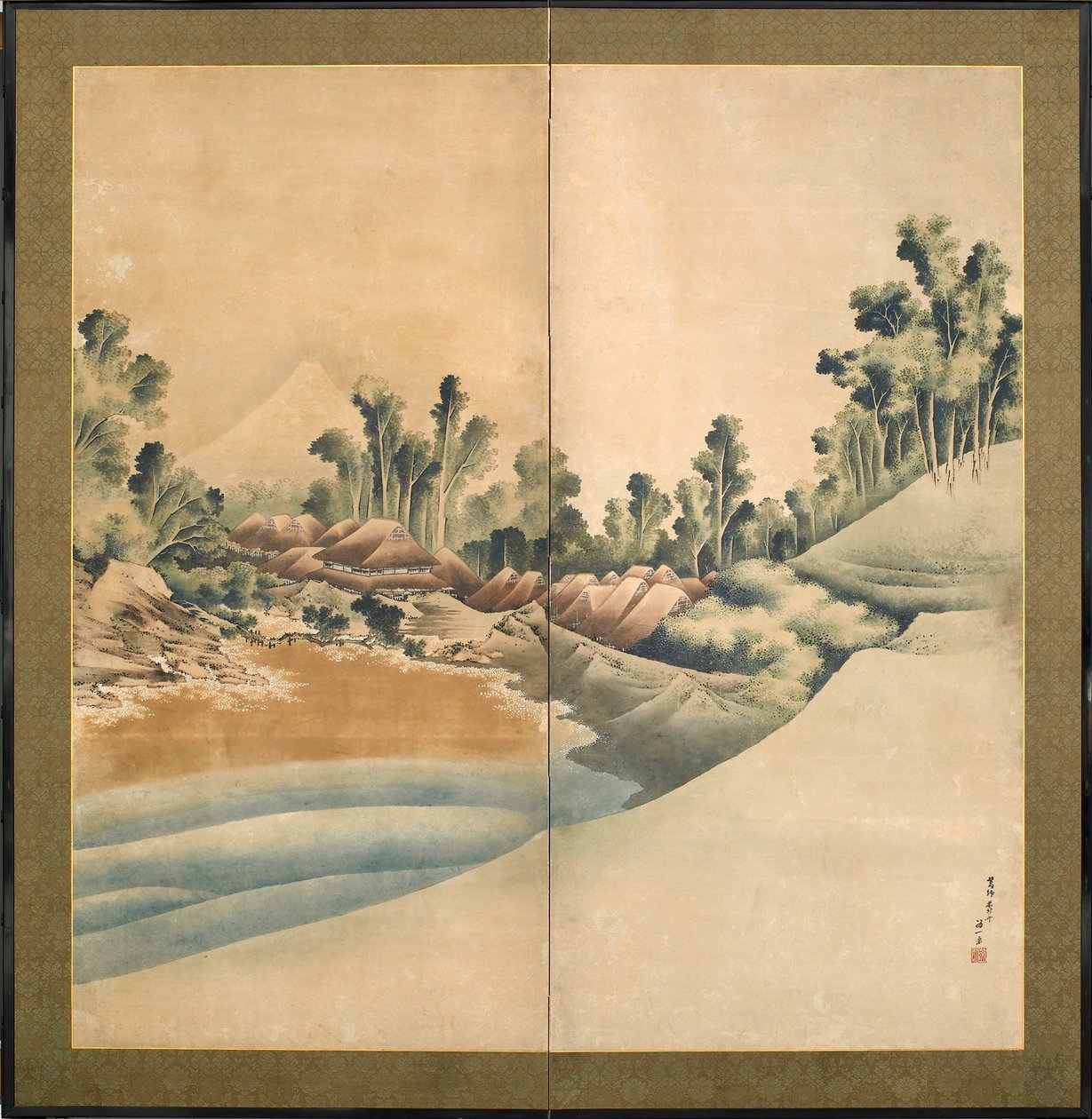 Mount Fuji og Enoshima, Edo-perioden, ca. 1825 (blæk og farve på papir) af Katsushika Hokusai