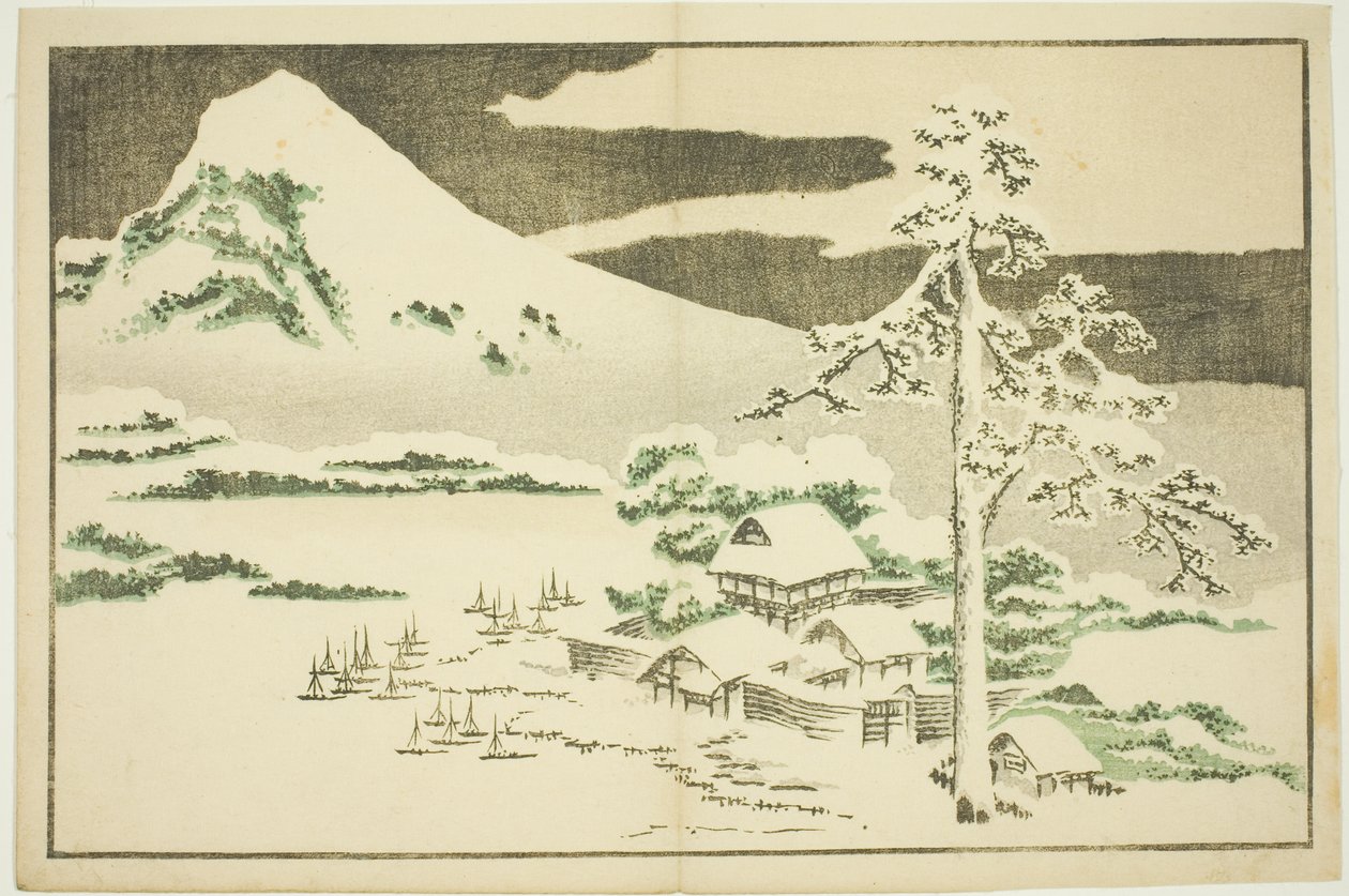 Mount Fuji om vinteren, fra billedbogen med realistiske malerier af Hokusai (Hokusai shashin gafu) af Katsushika Hokusai