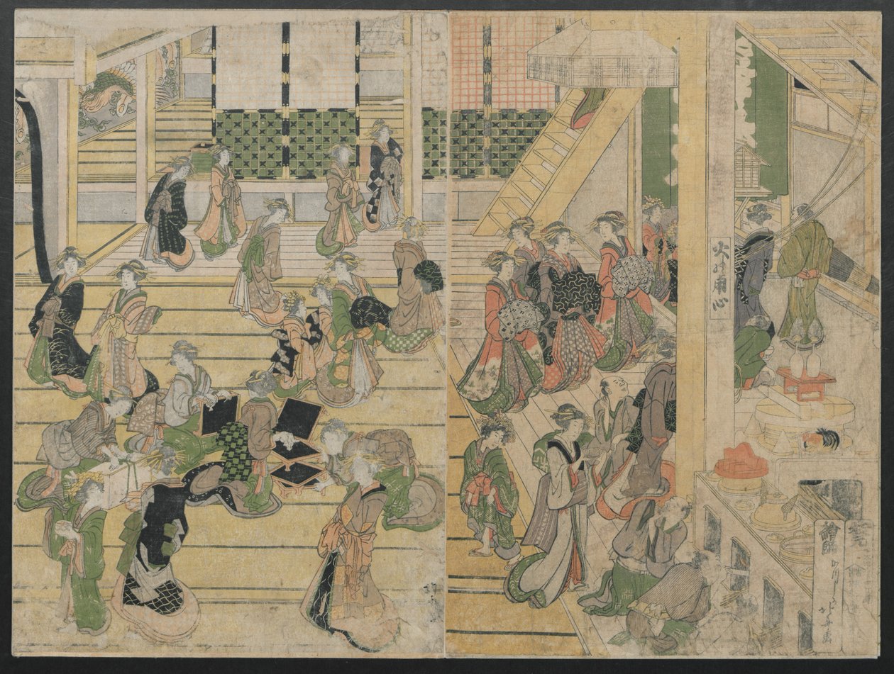 Nytårsdag på Ogiya Seiro, ca. 1804. af Katsushika Hokusai